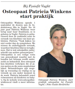 Artikel Klaverblad 5 september 2018 Osteopathie Winkens Vught
